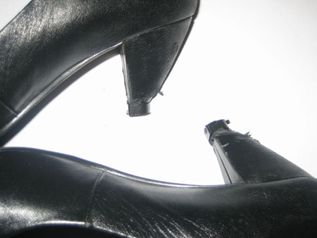 Completely repaired high heel shoes